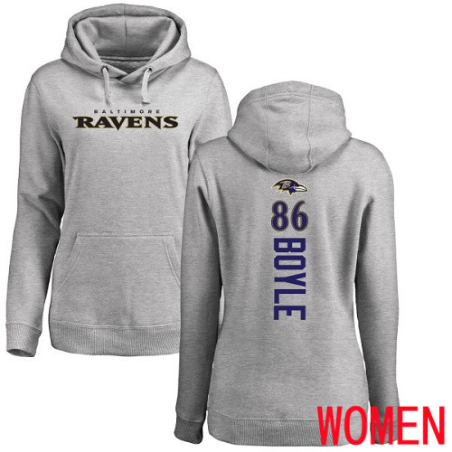 Baltimore Ravens Ash Women Nick Boyle Backer NFL Football #86 Pullover Hoodie Sweatshirt